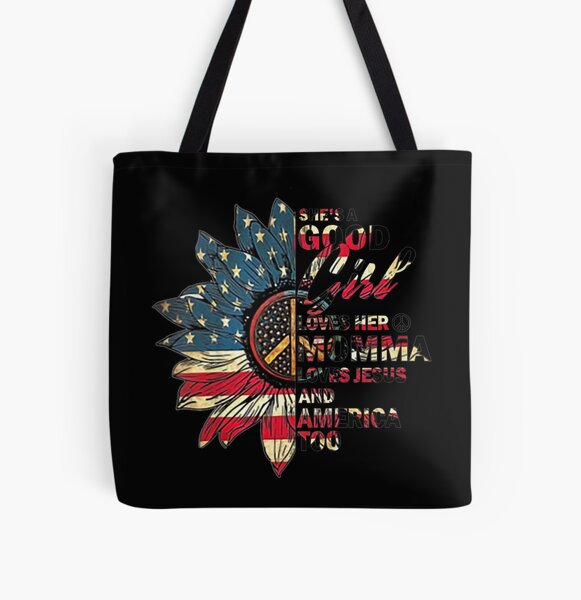She's A Good Girl Loves Her Momma Jesus & America Too All Over Print Tote Bag RB2611 product Offical JESUS Merch