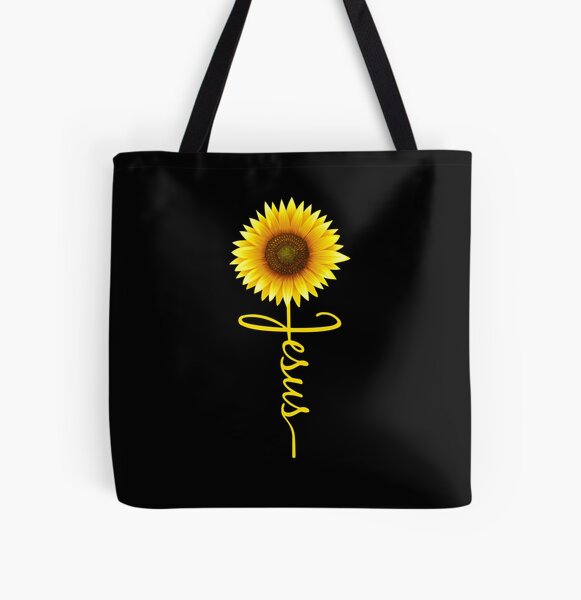Yellow Jesus Sunflower, Christian Quote, Christian Saying All Over Print Tote Bag RB2611 product Offical JESUS Merch