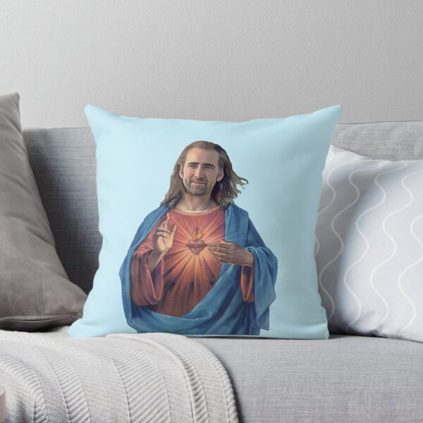 Nicolas Cage is Jesus  Throw Pillow RB2611 product Offical JESUS Merch