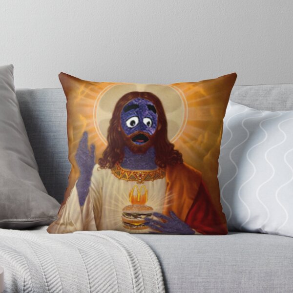 Grimace Jesus Throw Pillow RB2611 product Offical JESUS Merch
