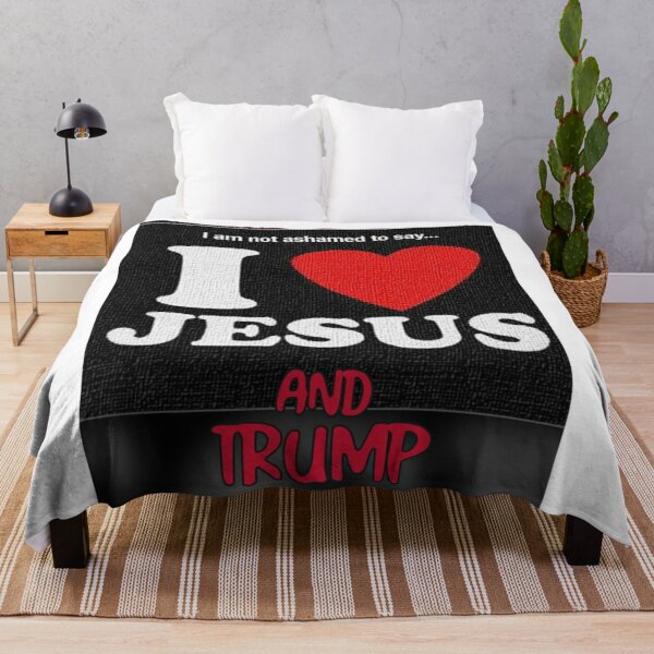 I love Jesus and Trump  Throw Blanket RB2611 product Offical JESUS Merch