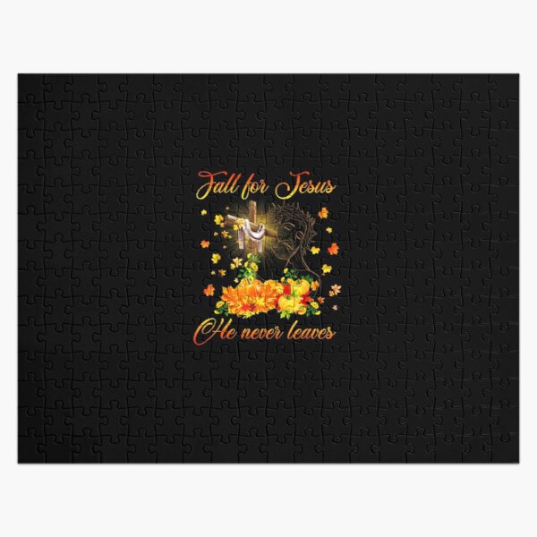 Awesome Fall For Jesus He Never Leaves Autumn Christian Jigsaw Puzzle RB2611 product Offical JESUS Merch