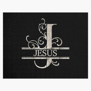 Jesus Name - Wood Style  Monogram Letter J The Jesus Name Gift For Jesus Jigsaw Puzzle RB2611 product Offical JESUS Merch