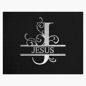 Jesus Name - Silver Metallic Style  Monogram Letter J The Jesus Name Gift For Jesus Jigsaw Puzzle RB2611 product Offical JESUS Merch