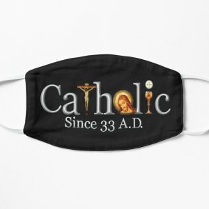 Catholic Since 33 AD T-Shirt Jesus Crucifix Eucharist Mass 2001 black Flat Mask RB2611 product Offical JESUS Merch